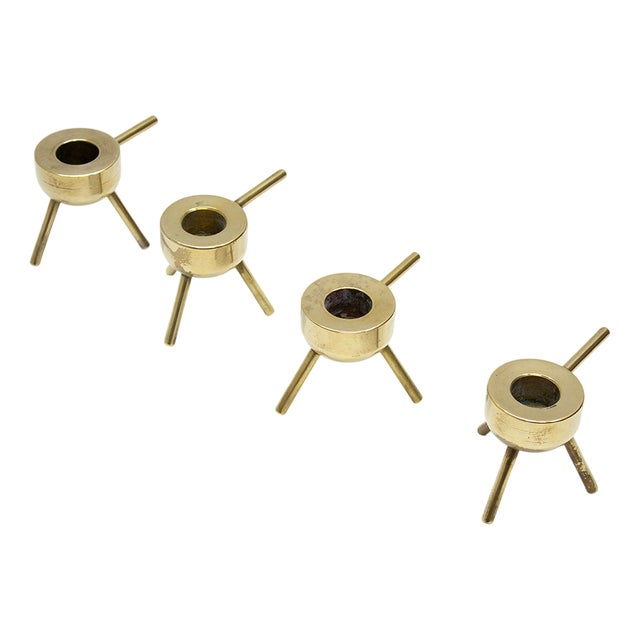 Mid-Century Swedish Brass Candlesticks, 1960s, Set of 4 For Sale