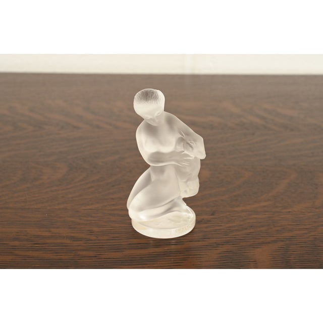 Lalique Lalique Lady Diane With Fawn Art Deco Frosted Crystal Figurine For Sale - Image 4 of 11