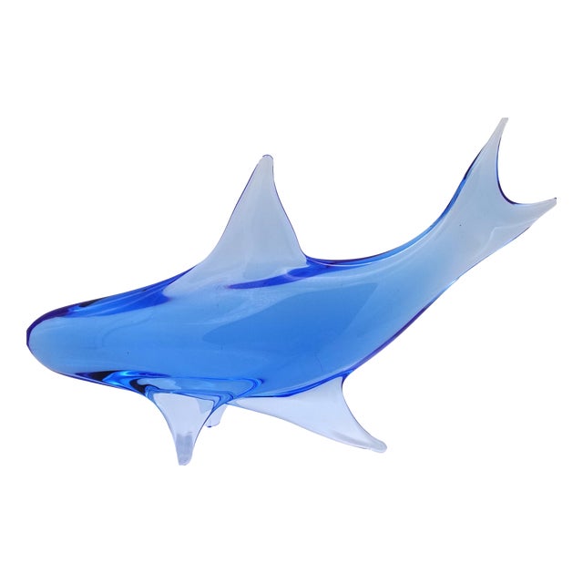 Vintage Murano Glass Shark in Cobalt Blue, 1980s For Sale