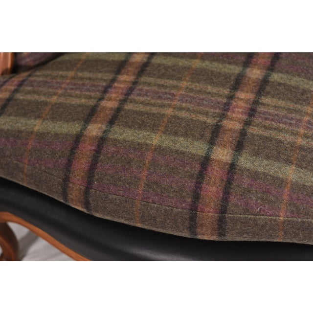 Ralph Lauren New Ralph Lauren Plaid Tartan Wool and Leather on Vintage Louis XV-Style Versailles Library Chairs - 2 Pieces For Sale - Image 4 of 18