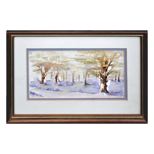 1990s Trees in Springtime, New Zealand North Hagley Park Landscape Watercolor by Jeanie Roberts For Sale - Image 5 of 5