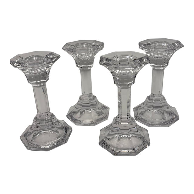 Late 20th Century Villeroy & Boch Crystal Candlestick Set of Four For Sale