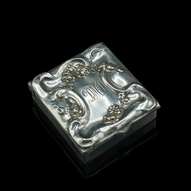 Metal 1910's American Antique Sterling Silver Postage Stamp Box For Sale - Image 7 of 9