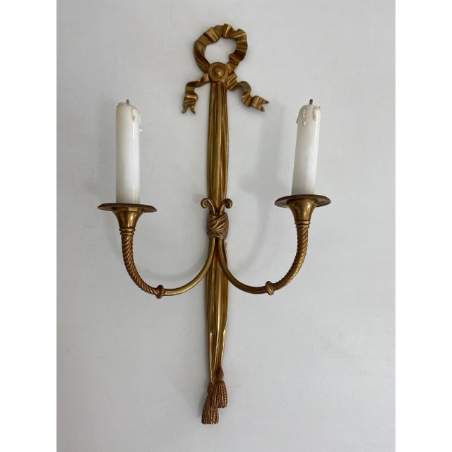 Metal Louis the 16th Bronze Wall Lights - A Pair For Sale - Image 7 of 12