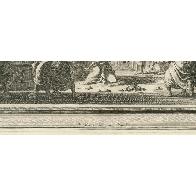 18th Century Pieter Mortier, Dead Man Revived by Elisha's Bones and Zechariah Stoned, 1700, Engraving For Sale - Image 5 of 12