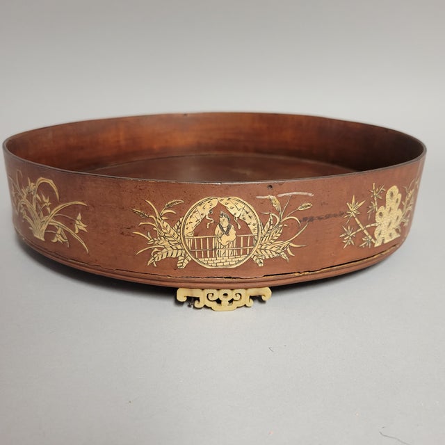 Bone Antique Chinese Inlaid Marriage Tray With Figural and Floral Scenes, Late Qing For Sale - Image 7 of 13