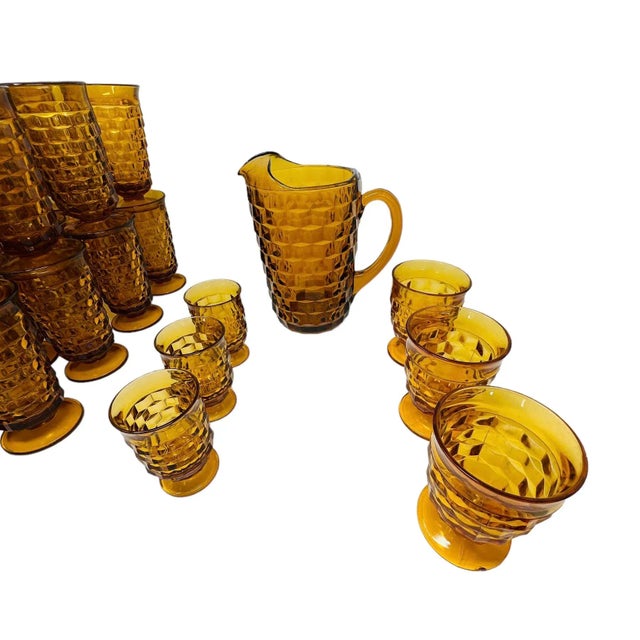 Vintage 24 Piece Collection Indiana Glass Whitehall Amber For Sale - Image 10 of 10