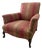Vintage Traditional English Roll Arm Accent Chair in Rose & Olive Jacquard For Sale