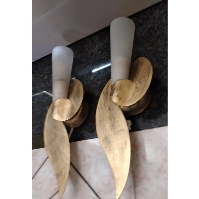 Metal Mid-Century Modern Gilded Murano Glass Wall Lights from Banci Firenze, 1970s, Set of 2 For Sale - Image 7 of 9