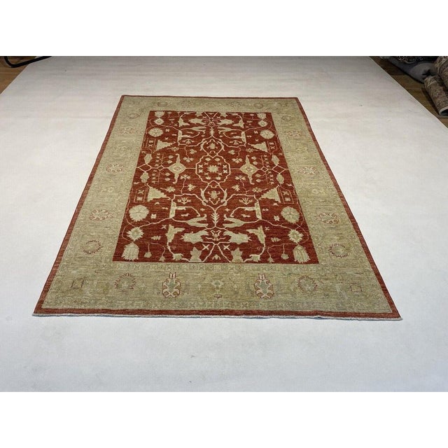 Middle Eastern Wool Rug in Light Red with Gold-Colored Accents For Sale - Image 4 of 10