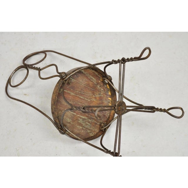 Antique Victorian Twisted Wire Wooden Seat Small Child's Ice Cream Parlor Chair For Sale - Image 9 of 10