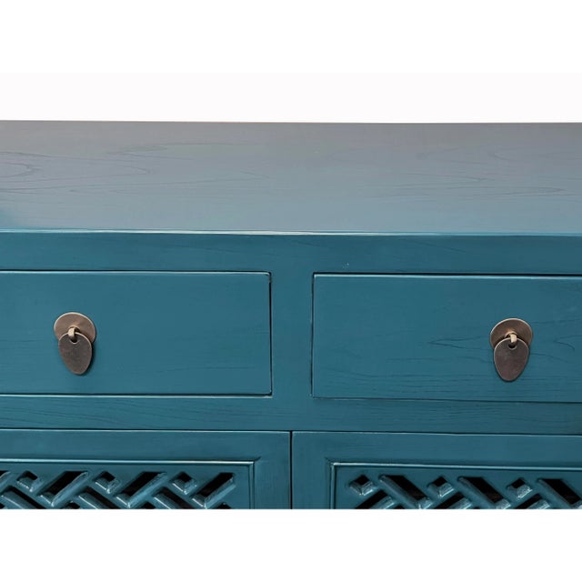 Asian Handmade Wood Shutter Doors Side Table Shoes Organizer Storage ...