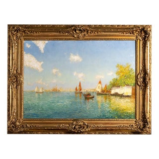 Albert Ferdinand Duprat, View of the Venetian Lagoon, Oil on Canvas For Sale