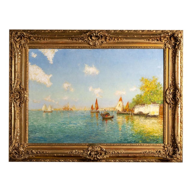 Albert Ferdinand Duprat, View of the Venetian Lagoon, Oil on Canvas For Sale