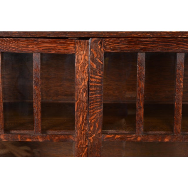 Wood Limbert Style Antique Mission Oak Arts and Crafts Bookcase Cabinet, Circa 1910 For Sale - Image 7 of 14