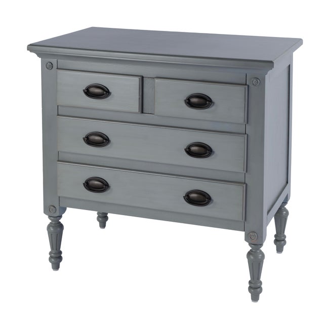 Easterbrook 31.5 in. W Rectangular Wood 4 Drawer Accent Chest, Gray Finish For Sale - Image 9 of 9