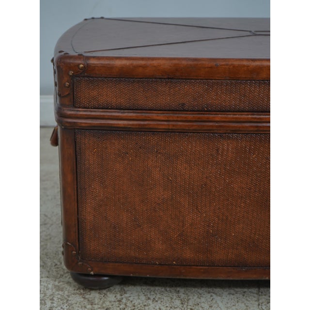 Tommy Bahama Style Leather & Rattan Coffee Table Chairish