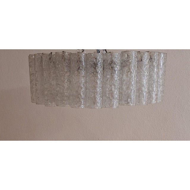 Flat Vintage German Ceiling Lamp with Metal Housing and Ice Glass Shades from Doria, 1970s, in Very Good conditions....