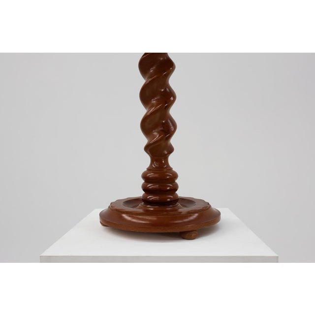 1940s French Art Deco Oak Side Table with Twisted Base, 1940s For Sale - Image 5 of 11