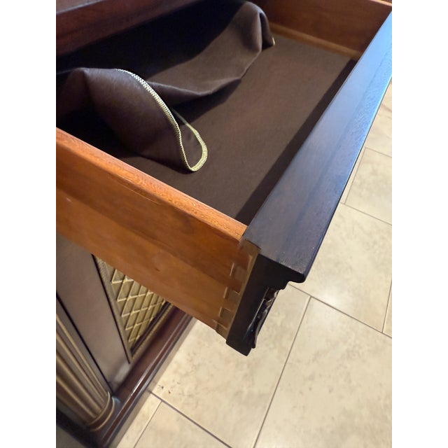 Regency Mahogany Inlaid Credenza W/Brass Grill Inset Doors For Sale - Image 18 of 18