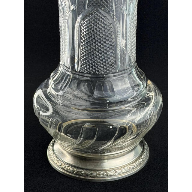 Glass French Hand-Blown Crystal Vase with Silver Mounts and Minerva Mark, 1890s For Sale - Image 7 of 11