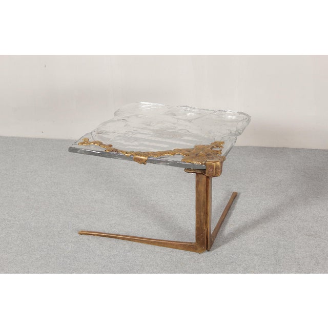 Side table from Germany, 1982, designed and manufactured by Lothar Klute, top made of cast and hand-poured lead crystal,...