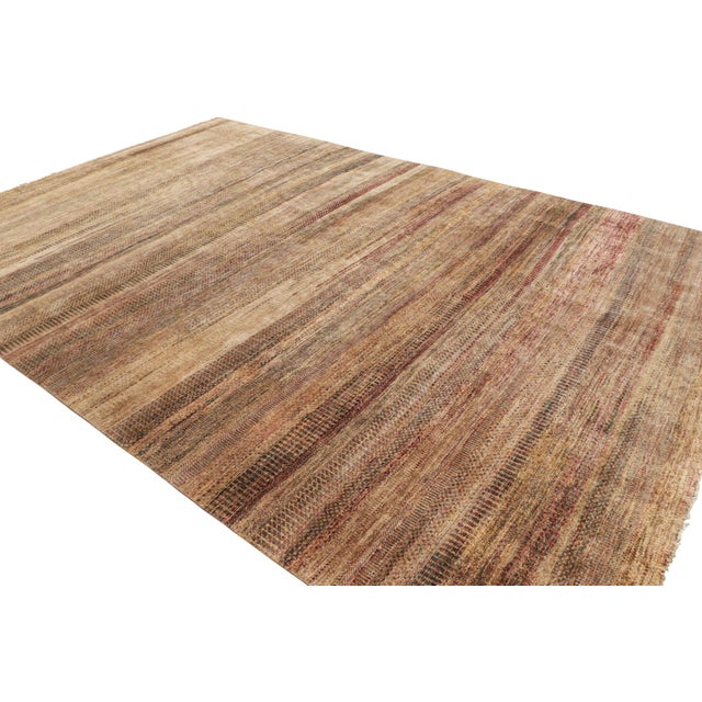 Rug & Kilim Rug & Kilim’s Modern Textural Rug in Beige and Purple With Polychrome Striae For Sale - Image 4 of 7