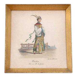 Antique French Hand-Colored Lithograph of Chinese Opera Actor, C. 1840–1865 For Sale