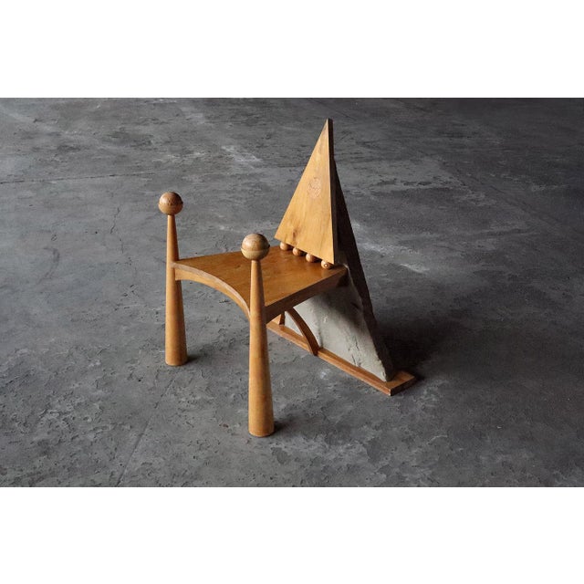 Modernist Wood and Stone Armchair, France, 1970s For Sale - Image 10 of 10