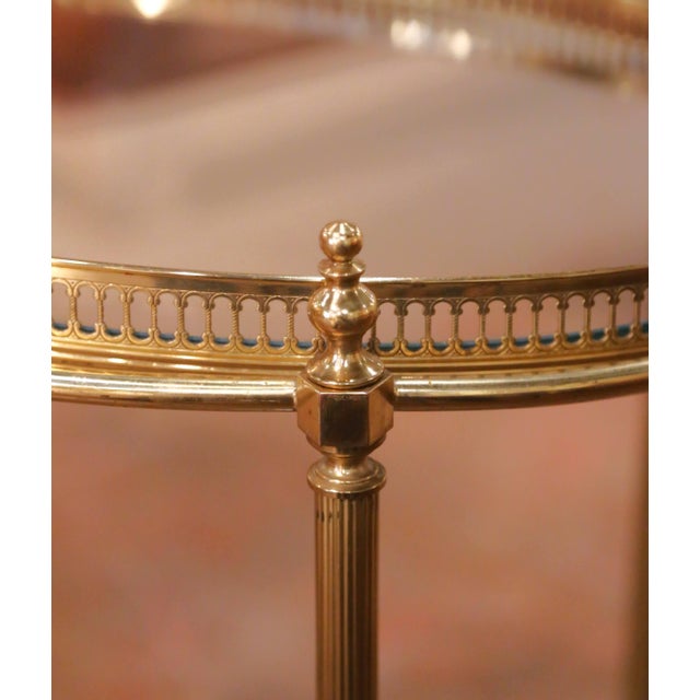Metal Mid-Century French Brass and Glass Two-Tier Bar Cart With Removable Tray For Sale - Image 7 of 9