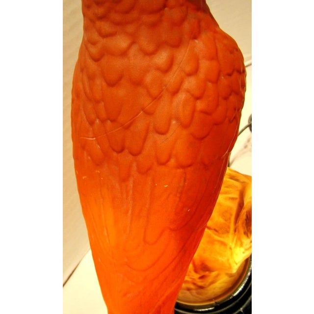 Orange Rare Original Tiffin Art Deco Glass Parrot Table Lamp Circa 1930s For Sale - Image 8 of 13