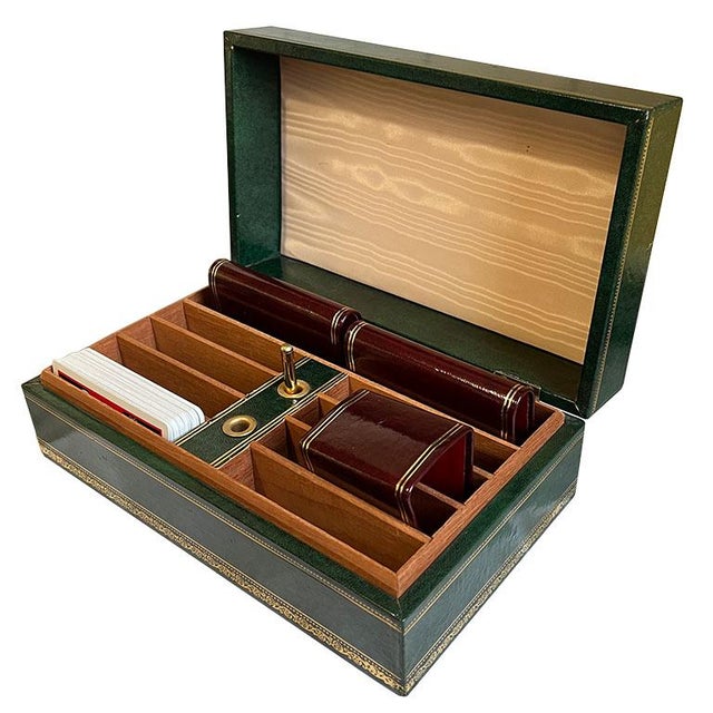 Vintage Green and Gold Monogramed Bridge Card Game Box by Abercrombie