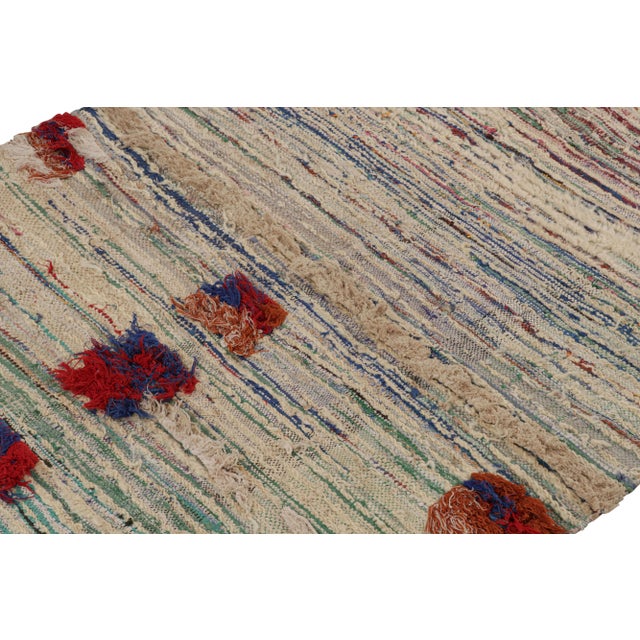 1950s Vintage Moroccan Rug With Colorful Striae and Square Patterns, From Rug & Kilim For Sale - Image 5 of 7