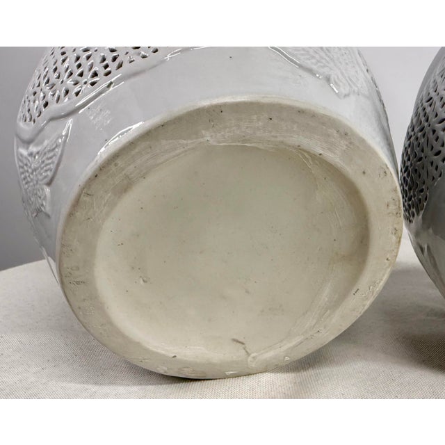 White Reticulated Cache Pots - A Pair For Sale - Image 11 of 11
