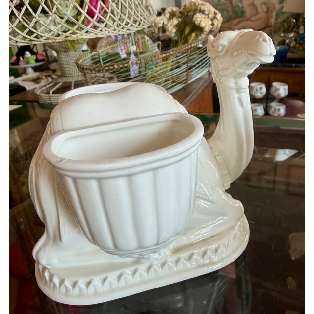White Mid Century Fitz & Floyd Ceramic Camel Candle Holders Pair For Sale - Image 8 of 13