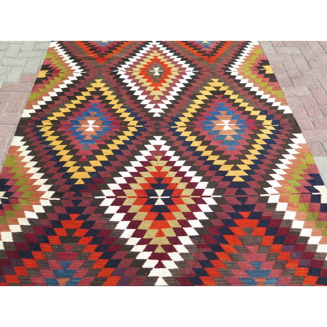Vintage Diamond Turkish Kilim Rug 5'6" x 8'2" Chairish