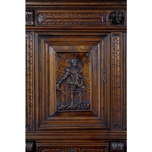 Brown Mid 19th Century Carved Walnut Italian Cabinet, 1850s For Sale - Image 8 of 12