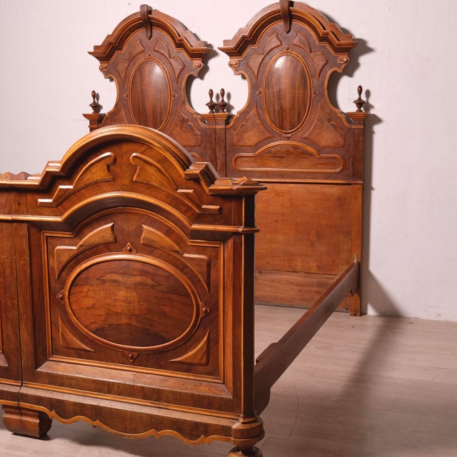 Antique Wooden Double Bed Frame, 1950s For Sale - Image 14 of 18