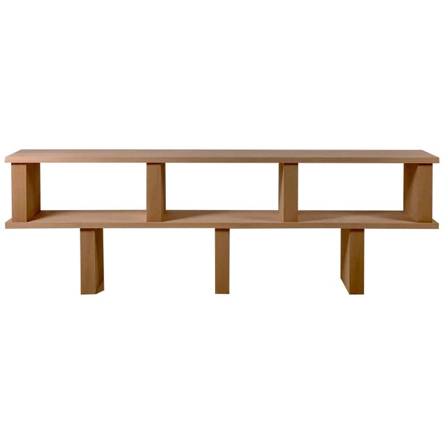 Two Shelves 'Verticale' Polished Oak Shelving Unit For Sale - Image 9 of 9