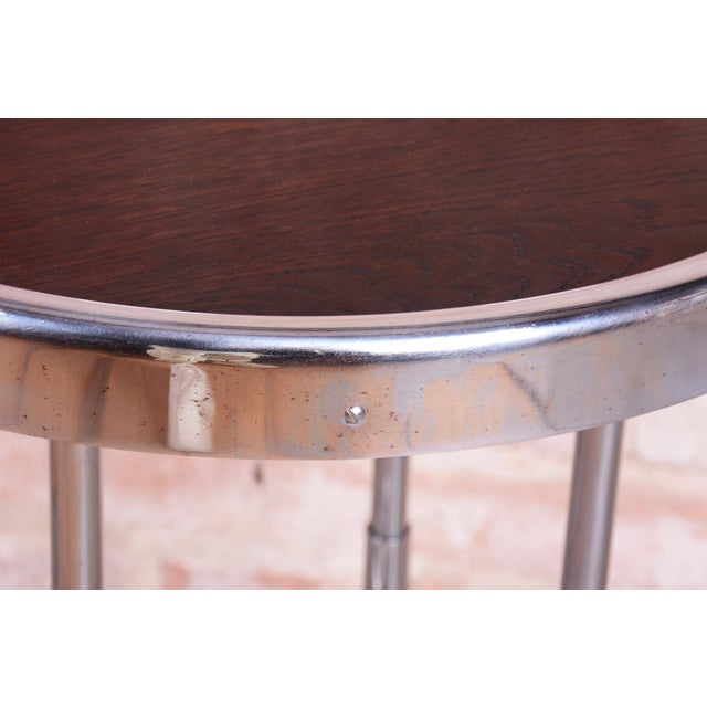 Bauhaus Bauhaus Side Table in Chrome, Steel, and Lacquered Wood, Czech, 1930s For Sale - Image 3 of 8