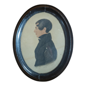 19th Century Miniature Folk Art Portrait of a Young Gentleman Dated 1831