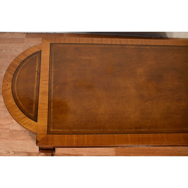 1930s English Regency Mahogany & Satinwood , Leather Top Coffee Table For Sale - Image 15 of 15