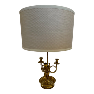 Classic Brass Bouillotte Table Lamp With 3 Candle Arms
