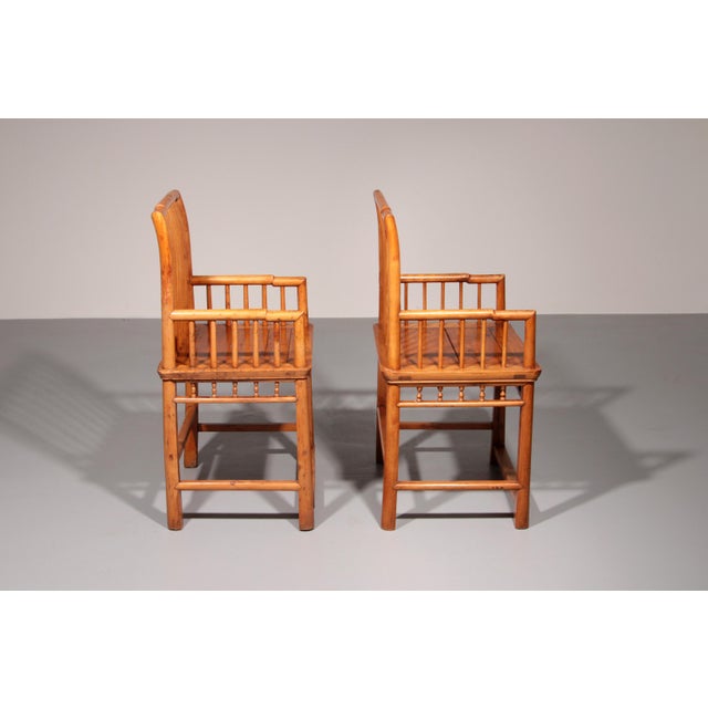 Asian Hongmu Comb-Back Armchairs, 1920, Set of 2 For Sale - Image 9 of 14