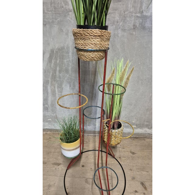 Vintage Multi-Tier Flower Stand in Painted Metal, Czechoslovakia, 1940s For Sale - Image 4 of 11