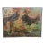 Alice Marcus " the Cockfight " Oil Painting on Canvas , Signed & Framed 1981 For Sale