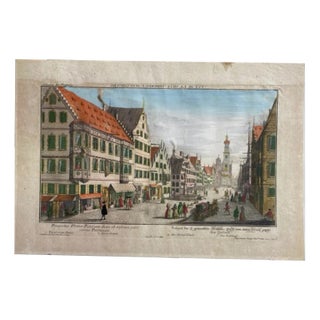 Charles Remshard, Vue d'Optique: View of the Imperial City of Augsburg, 18th Century, Engraving For Sale