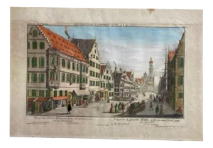 Charles Remshard, Vue d'Optique: View of the Imperial City of Augsburg, 18th Century, Engraving