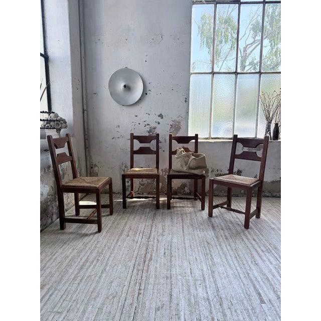 Rustic Oak Chairs from De Puydt, Belgium, 1970s, Set of 4 For Sale - Image 6 of 18