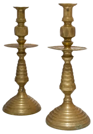 French Bronze Candle Holders, 1940, Set of 2